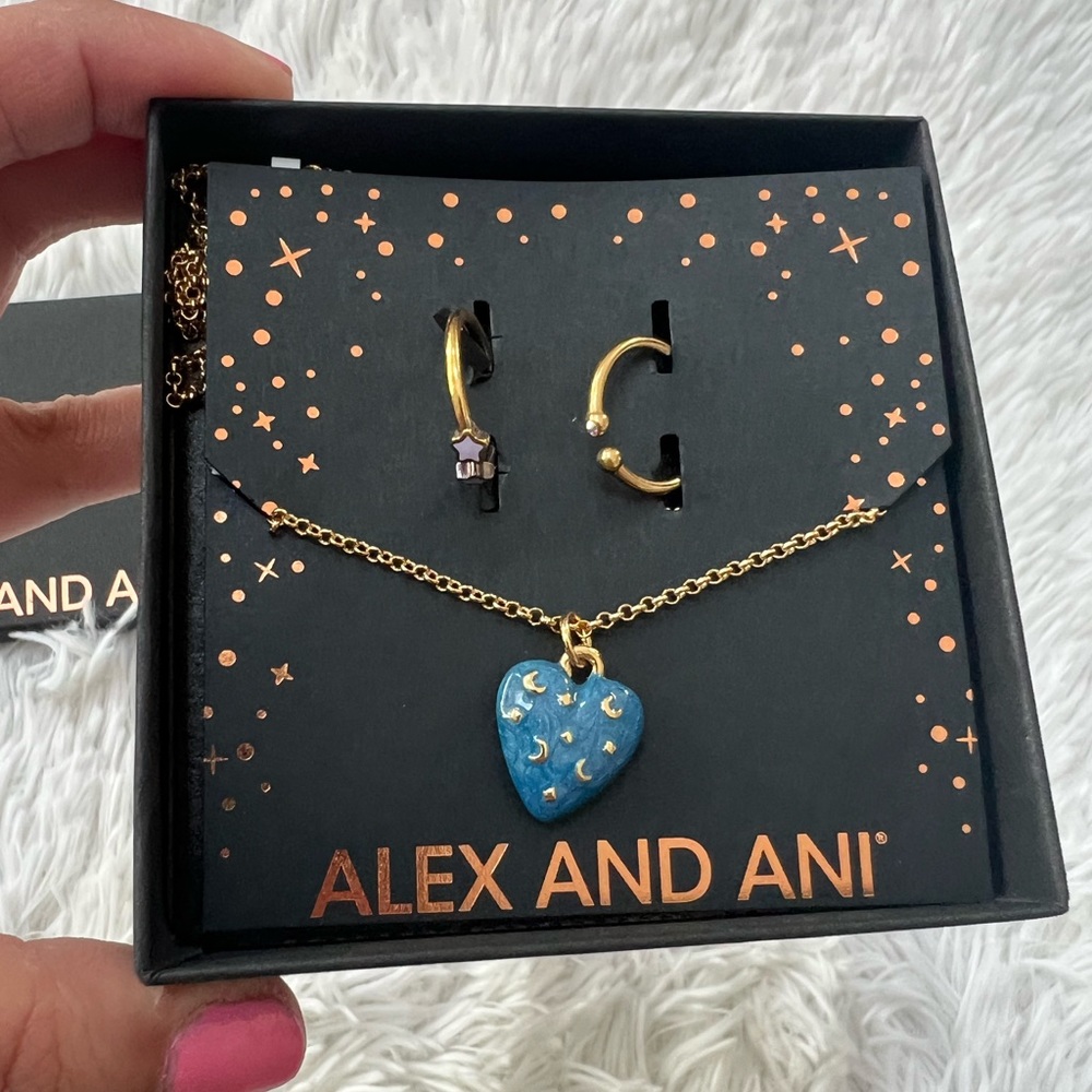 NWT Alex and Ani Wish Upon A Star Necklace and Ring Set